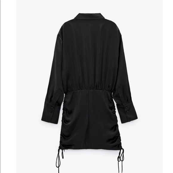 Draped satin effect little black dress w/ ruching - Picture 3 of 6